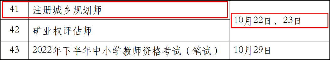 2022年海南注册城乡规划师考试时间【10月22-23日】