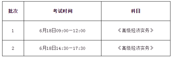 2022年辽宁高级经济师考试时间及科目：6月18日