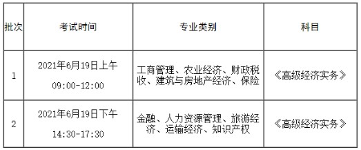 2021年辽宁高级经济师考试时间批次安排