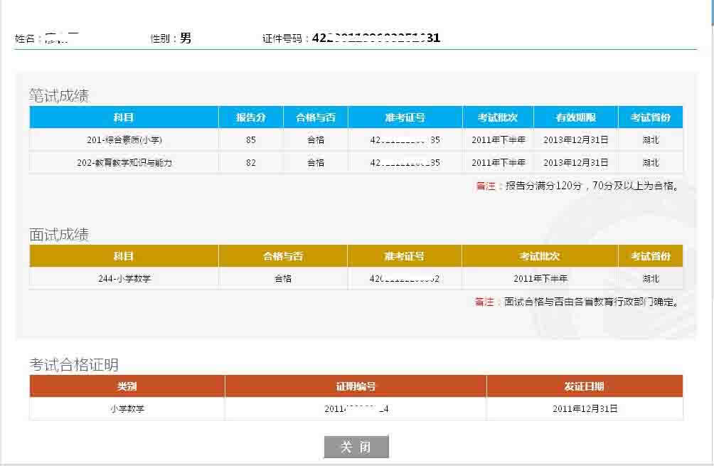 2017年上半年教师资格证面试考试合格分数线