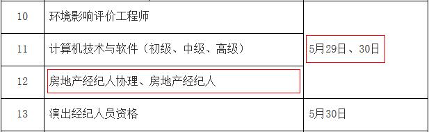 2021年辽宁房地产经纪人考试时间：5月29日、30日